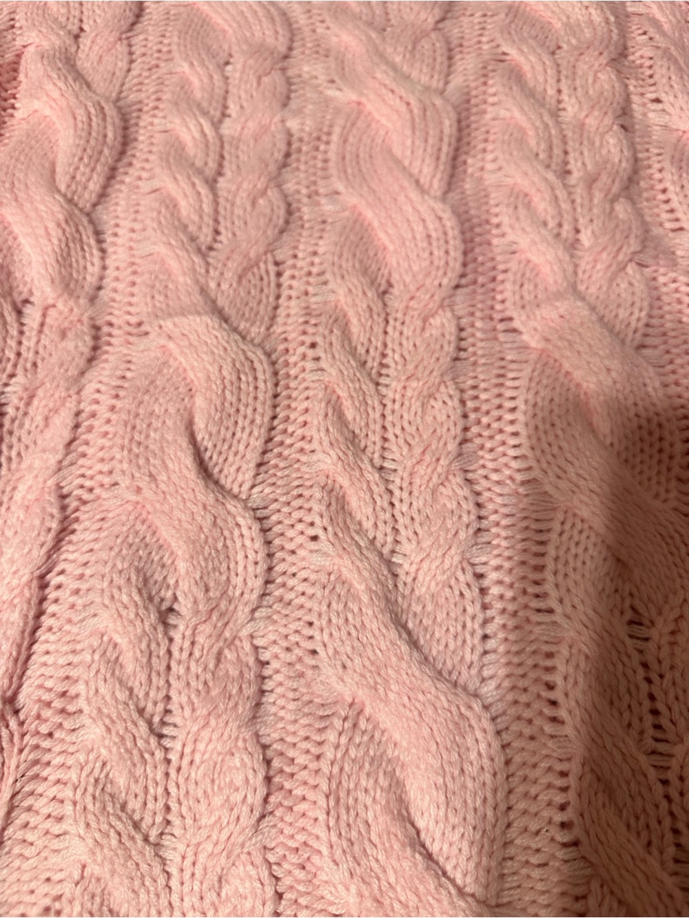 Nica Pale Pink Cable Knit Crew Sweater